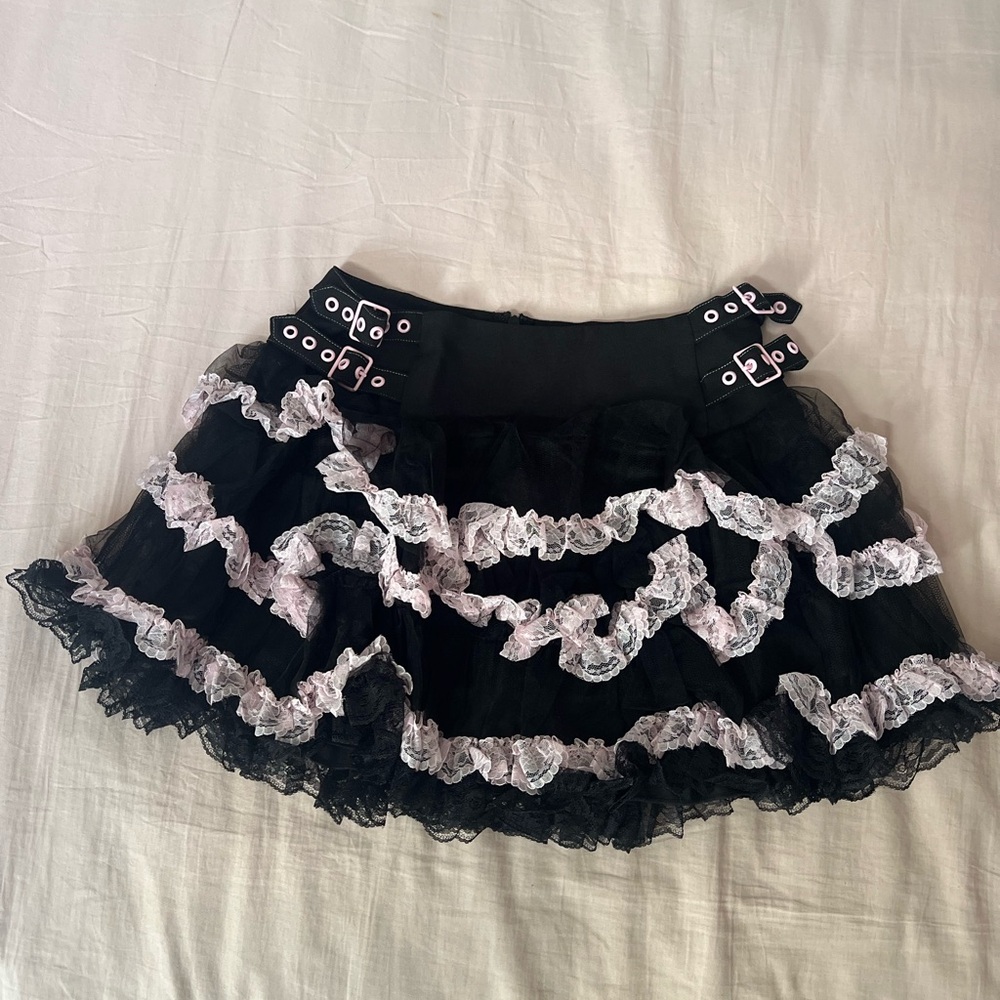 Sugar Thrillz Black and Pink Skater Mini Skirt